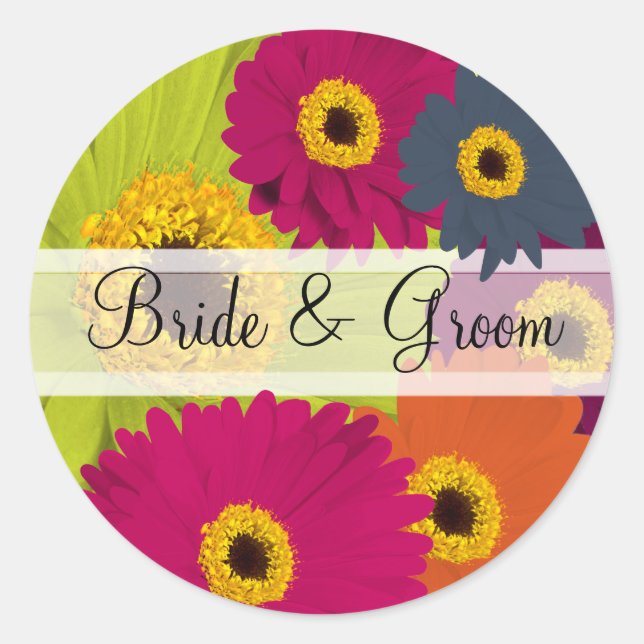 Stickers de mariage élégant Gerber Daisy (Devant)