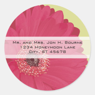 Stickers de mariage élégant rose Gerber Daisy
