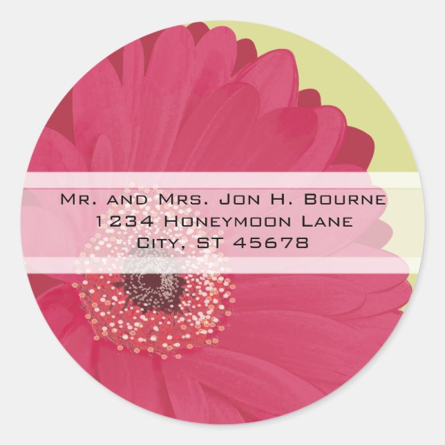 Stickers de mariage élégant rose Gerber Daisy (Devant)