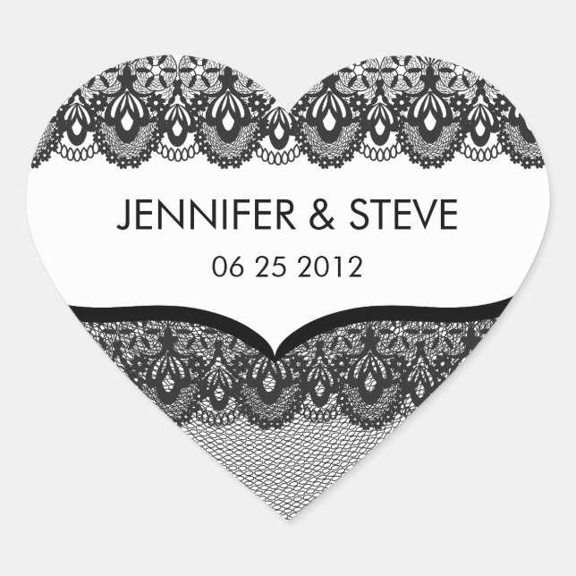 Stickers de mariage en dentelle noire (Devant)