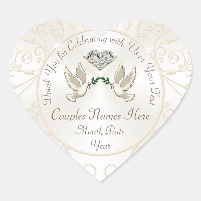 Stickers de mariage en forme de coeur personnalisé (Devant)