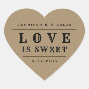Stickers de mariage en papier rustique Kraft
