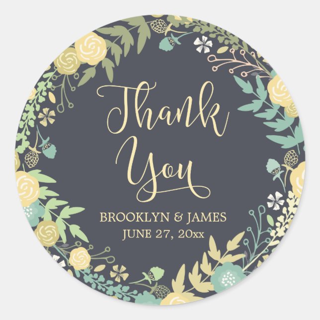 Stickers de Mariage en tableau noir rond Wreath ja (Devant)