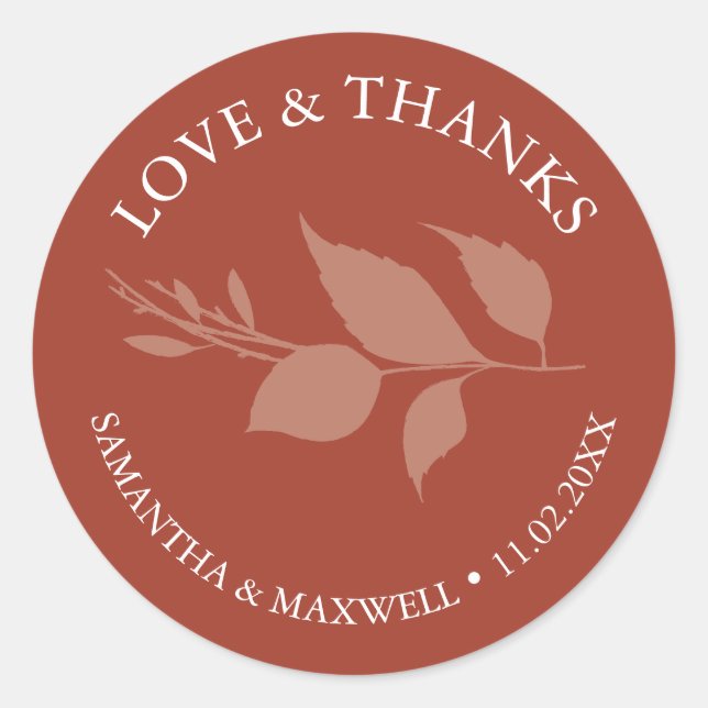 Stickers de mariage Feuille orange simple en Merci (Devant)