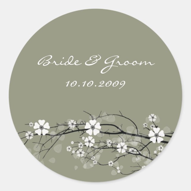 Stickers de mariage fleurissent noir et blanc (Devant)