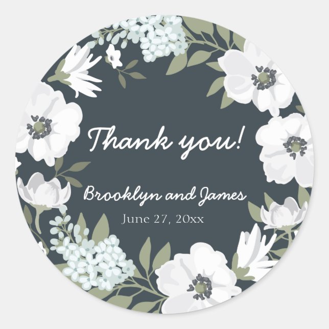 Stickers De Mariage Floral Favoriser Autour De La  (Devant)