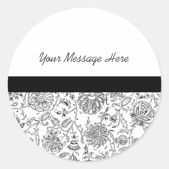 Stickers de mariage floral noir élégant (Devant)