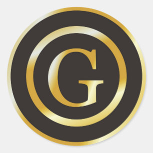 Stickers de mariage G Gold Monogramme initial