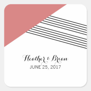 Stickers de mariage géométrique rouge