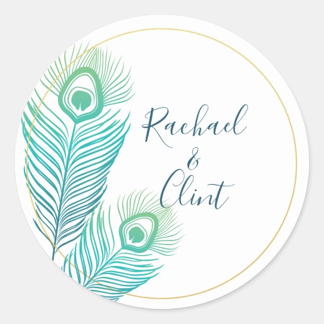 Stickers de mariage Gold Peacock (Devant)