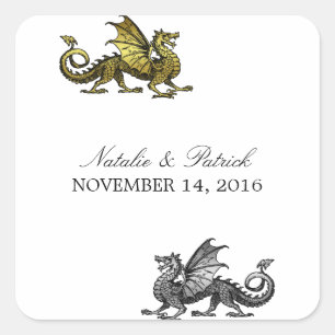Stickers de mariage Gold Silver Dragon