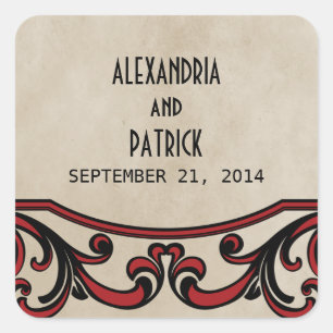 Stickers de mariage gothique rouge
