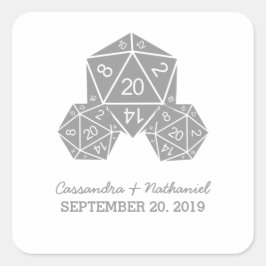 Stickers de mariage gris D20 dés
