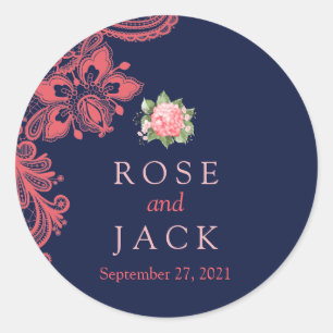 Stickers de mariage Mariage de dentelle marine et 