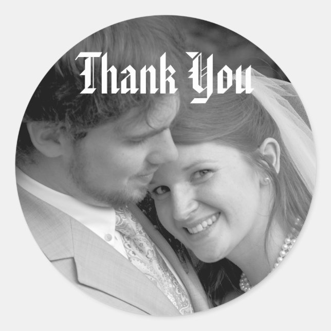 Stickers de mariage Merci avec votre photo (Devant)