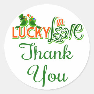 Stickers de mariage Merci Green Lovebirds