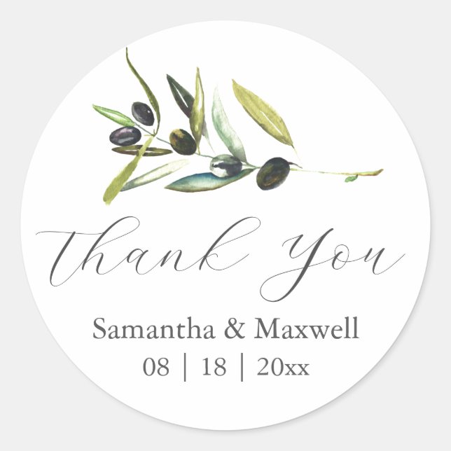 Stickers de mariage Merci simple Branche d'olivier (Devant)