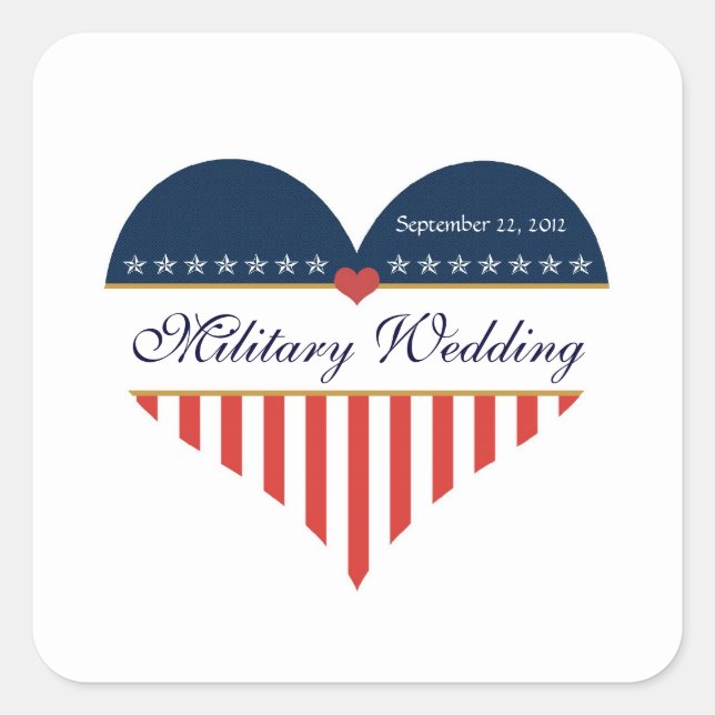 Stickers de mariage militaire du drapeau du coeur  (Devant)
