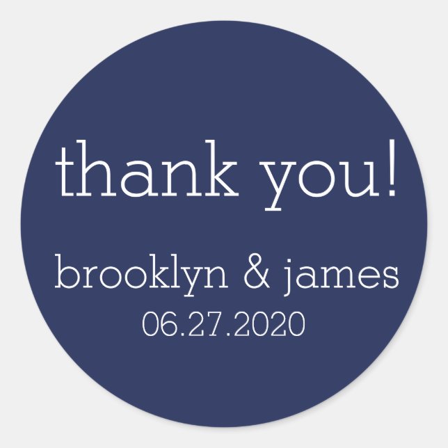 Stickers de mariage moderne bleu marine (Devant)