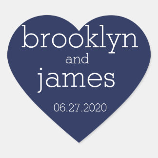 Stickers de mariage moderne bleu marine de coeur
