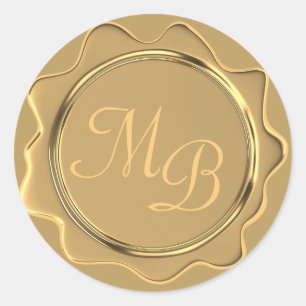 Stickers de mariage Monogram Gold Wax Enveloppe Se