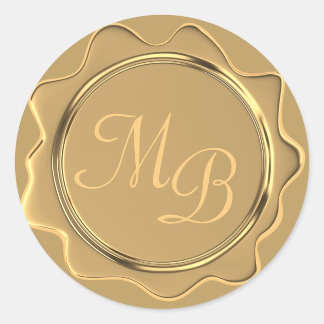 Stickers de mariage Monogram Gold Wax Enveloppe Se (Devant)