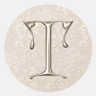 Stickers de mariage Monogramme argent - lettre T