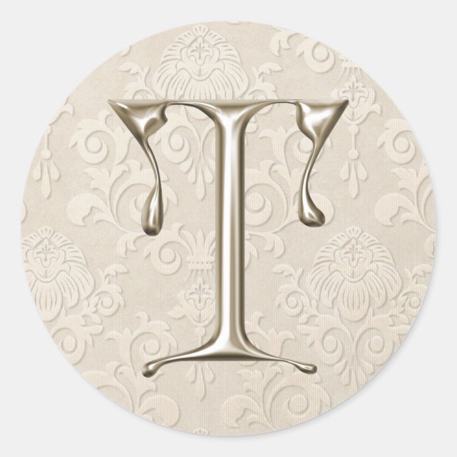 Stickers de mariage Monogramme argent - lettre T (Devant)