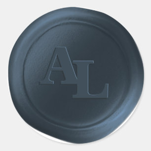 Stickers de mariage Monogramme de cire bleu clair 