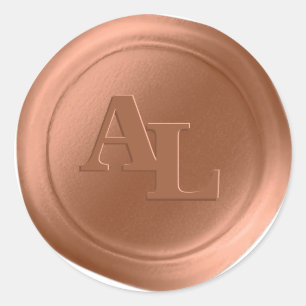 Stickers de mariage Monogramme de cire Terra Cotta