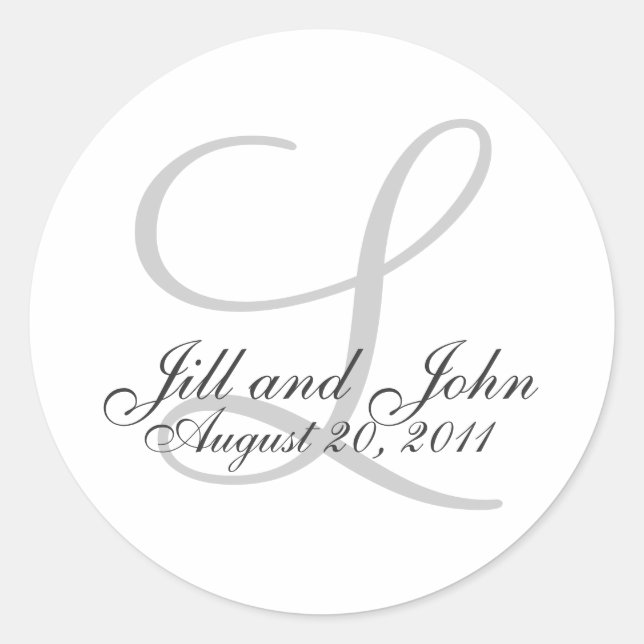 Stickers de mariage monogramme élégant (Devant)
