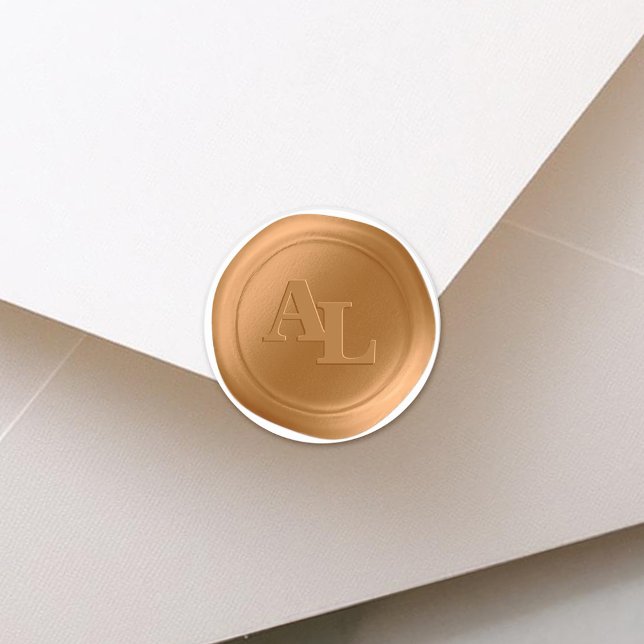 Stickers de mariage monogramme Gras Or Seal (Elegant Gold Monogram Wax Seal Wedding Stickers)