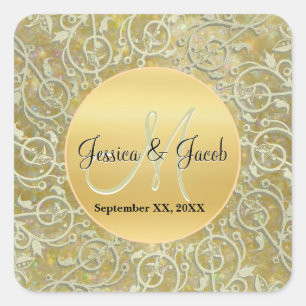 Stickers de mariage monogramme personnalisé