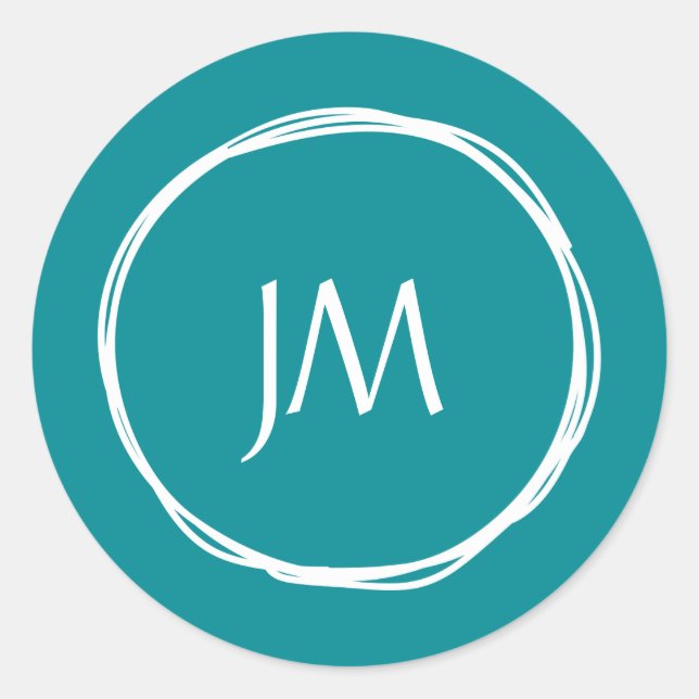 Stickers de mariage Monogramme turquoise (Devant)