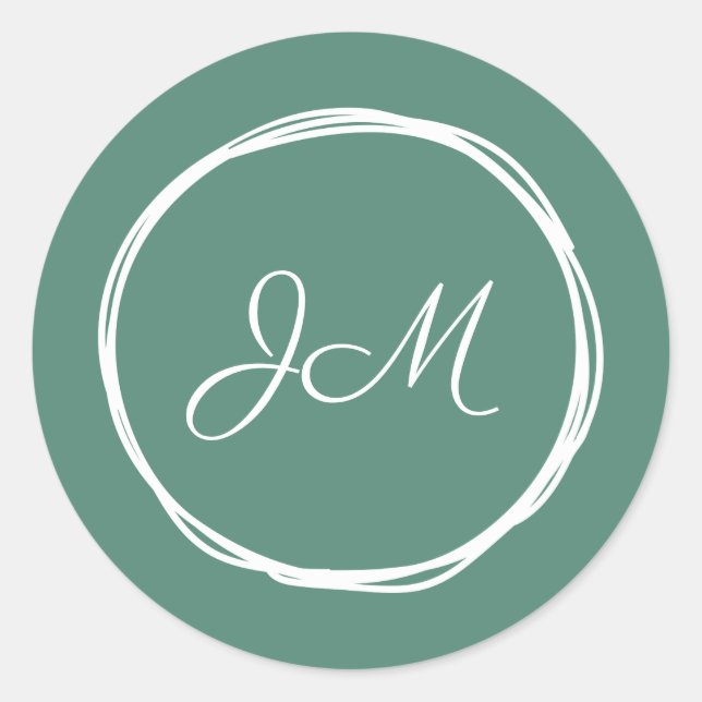 Stickers de mariage Monogramme vert (Devant)