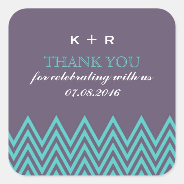 Stickers de mariage Motif violet Zigzag Favor (Devant)