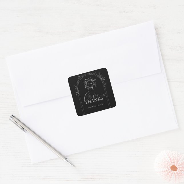 Stickers de mariage noir élégant de luxe (Enveloppe)