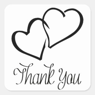 Stickers de mariage noir et blanc Merci Coeurs