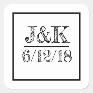 Stickers de mariage noir et blanc personnalisés