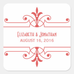 Stickers de mariage ornemental fantaisie Red v2