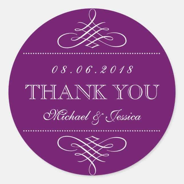 Stickers de mariage ornementale à spirale violette (Devant)