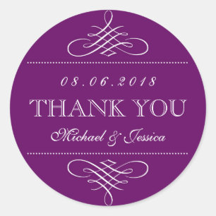 Stickers de mariage ornementale à spirale violette