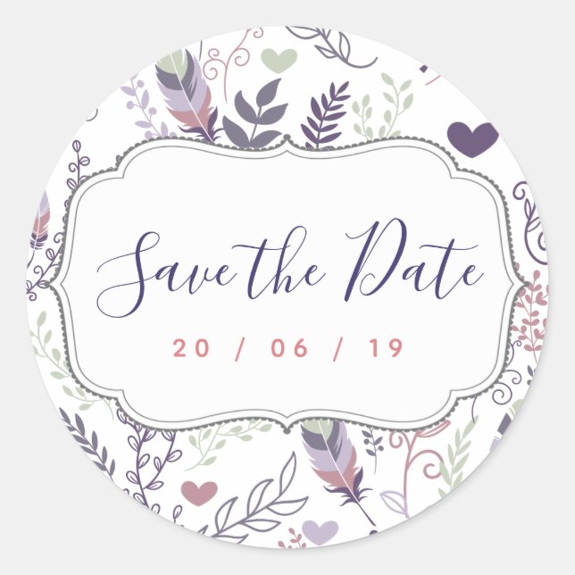Stickers de mariage personnalisé Enregistrer la da (Devant)