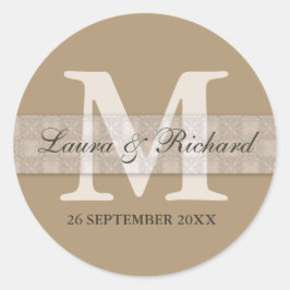 Stickers de mariage personnalisé monogramme