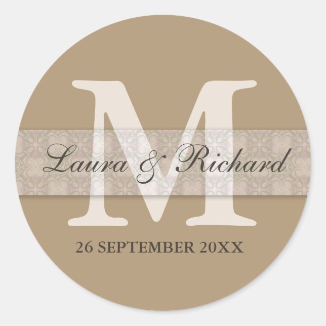 Stickers de mariage personnalisé monogramme (Devant)