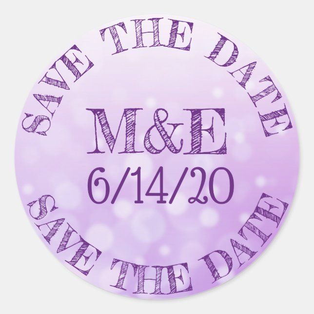 Stickers de mariage personnalisé violet Bokeh (Devant)