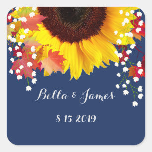 Stickers de mariage personnalisés de tournesol ble