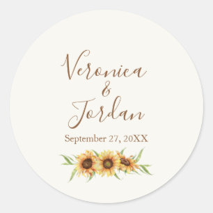 Stickers de mariage personnalisés de tournesol de 