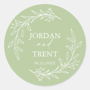 Stickers de mariage personnalisés Eucalyptus Sage 