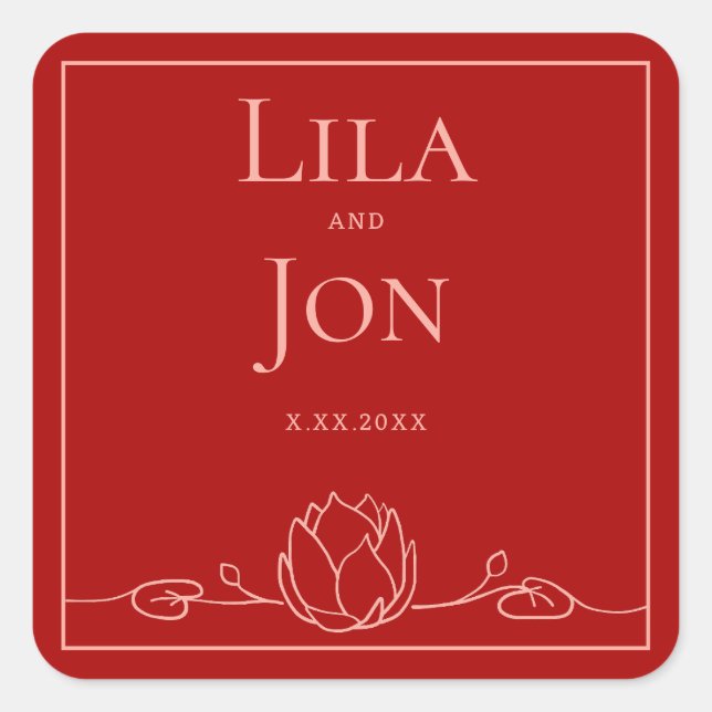 Stickers de mariage personnalisés Lotus (Devant)